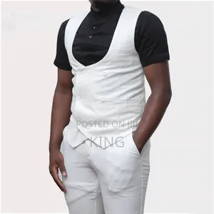 White Regular Fit Check Suit Waistcoat