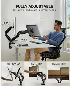 Double Arm Monitor Table Stand - Fully Adjustable