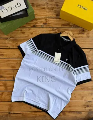 Black White Collared Gif Tshirt