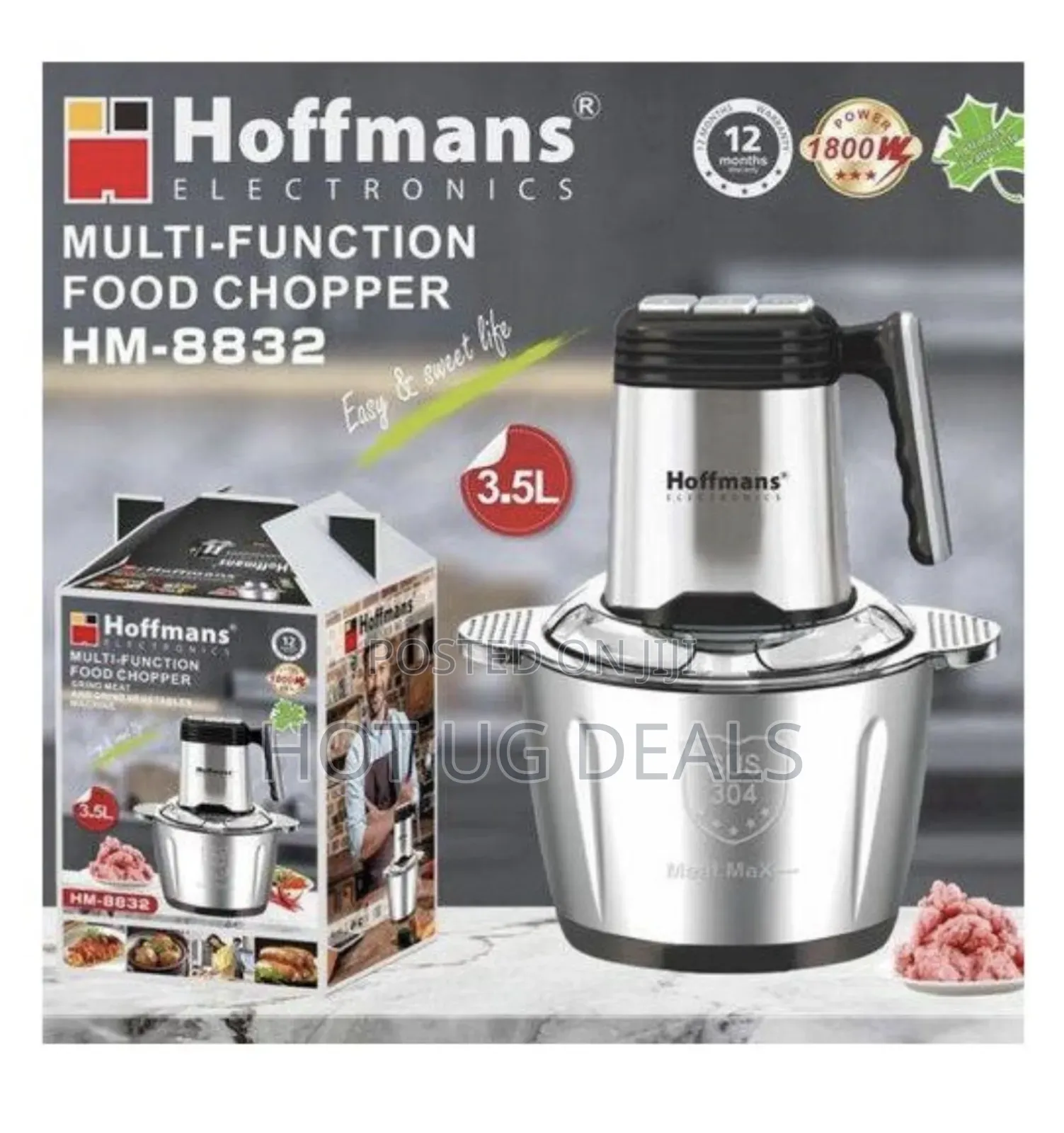Hoffmans 3.5l Stainless Steel Meat Grinder Vegetable Chopper