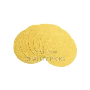 6 Round Decorative Placemats Table Mats- Light Yellow