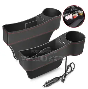 Seat Storage Box With 2 USB Ports Cup Holder (Pack of 2)