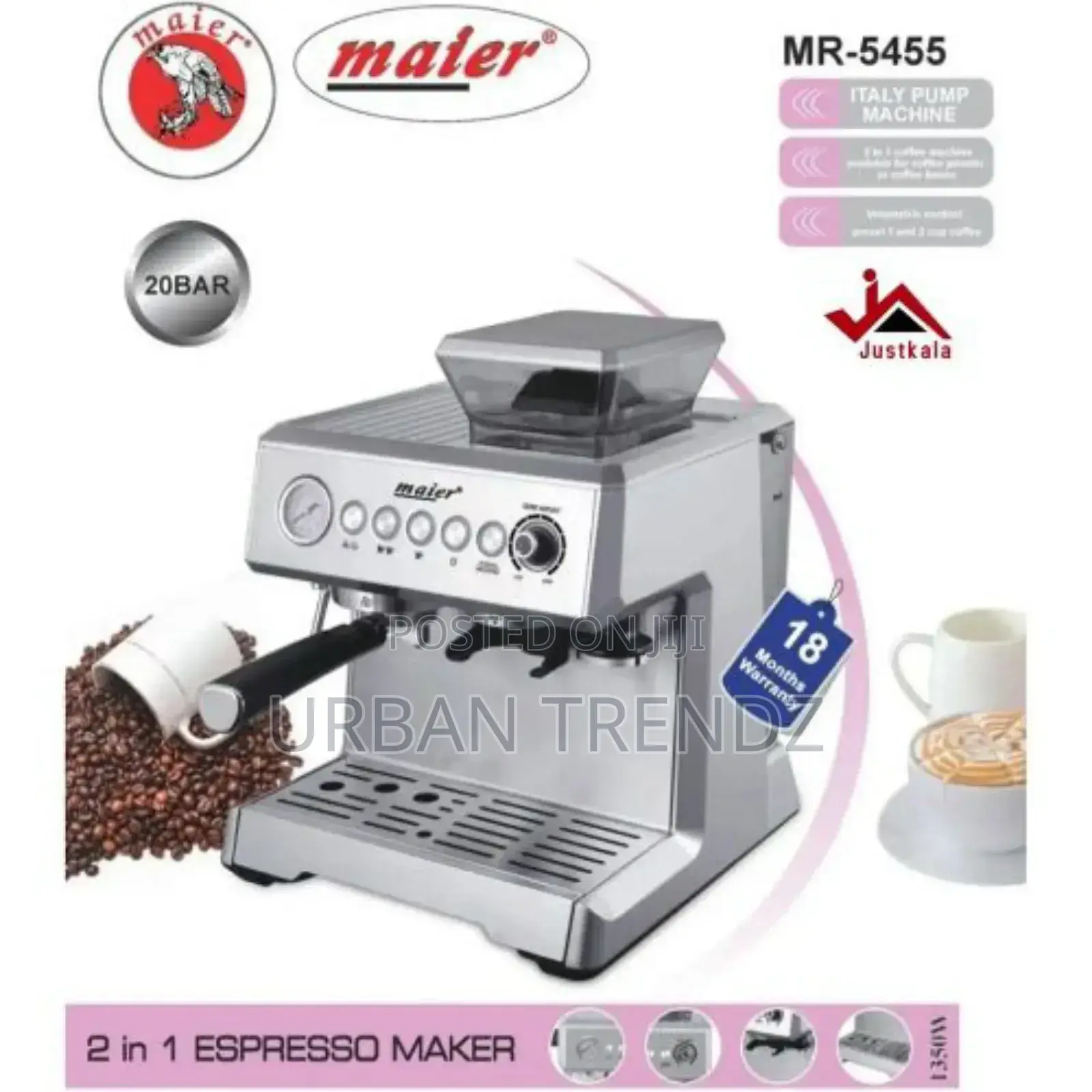 Maier Pump Steam Coffee, Espresso Cappuccino Maker Machine