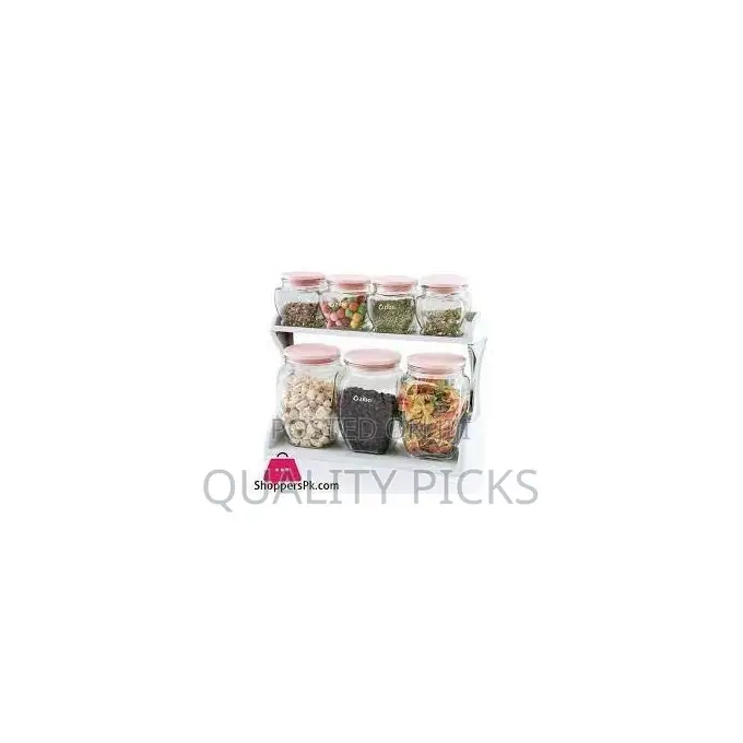 Oziba 7 PCS Glass Airtight Spice Jars Set Sugar Tea Coffee