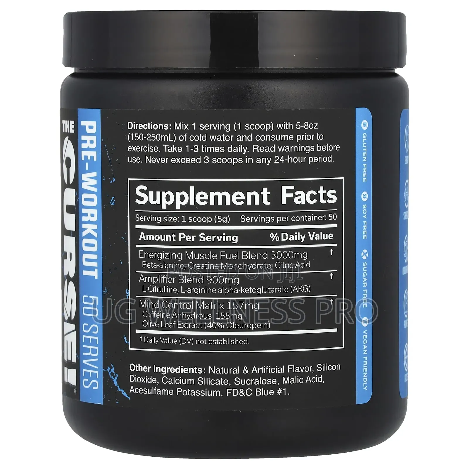 JNX Sports, the Curse! Pre-Workout, Blue Raspberry, (250 G)