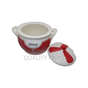 15-Piece Ceramic Soup Bowls Cups Spoond Set on Stand