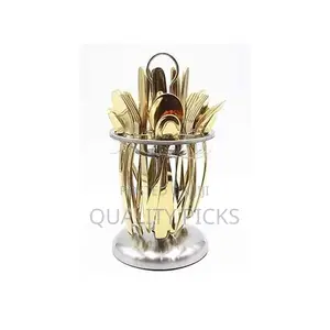 24 Pieces of Plain Cutlery With Stand