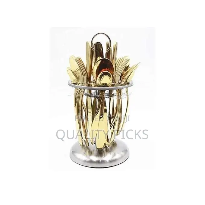 24 Pieces of Plain Cutlery With Stand