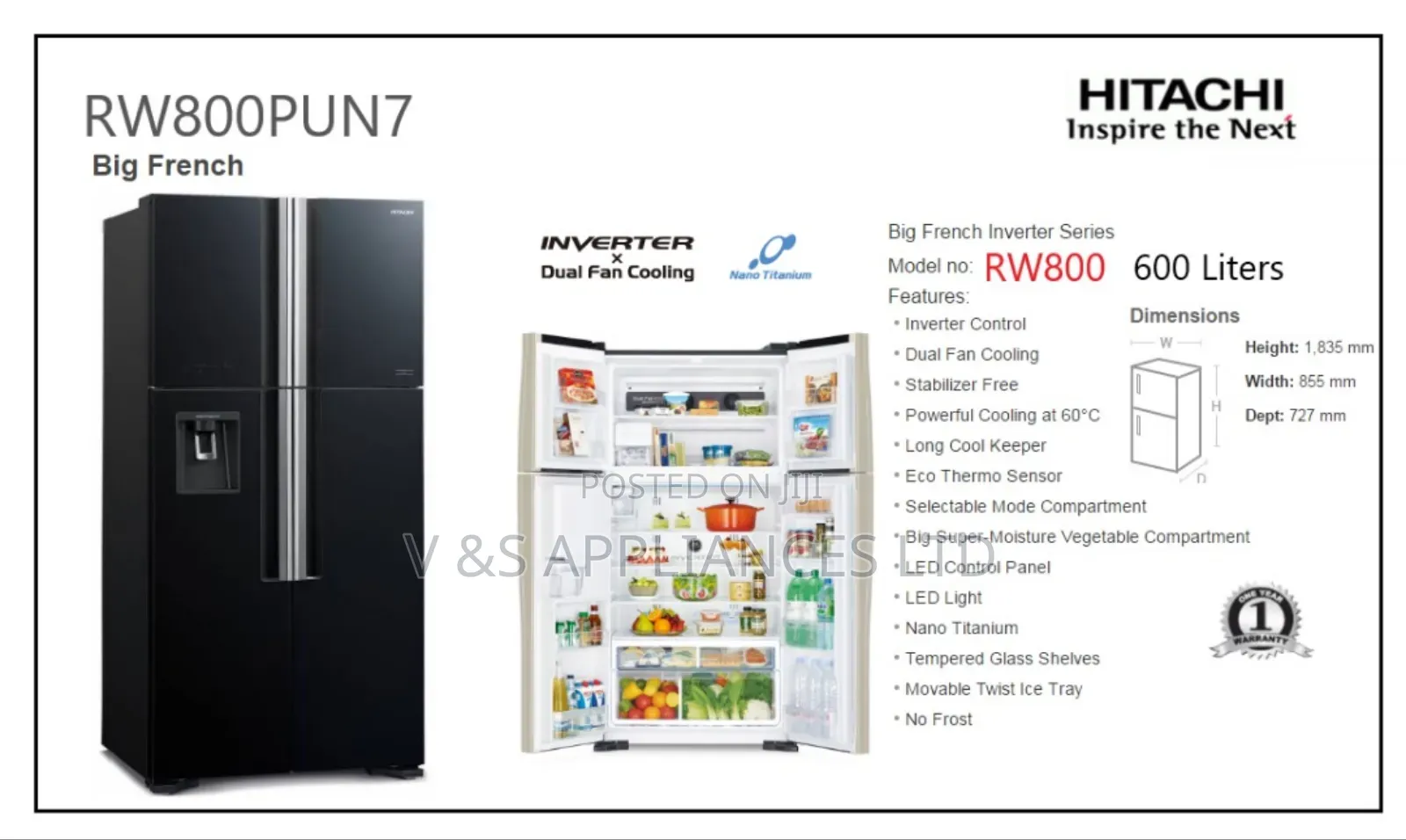 800L Hitach Fridge