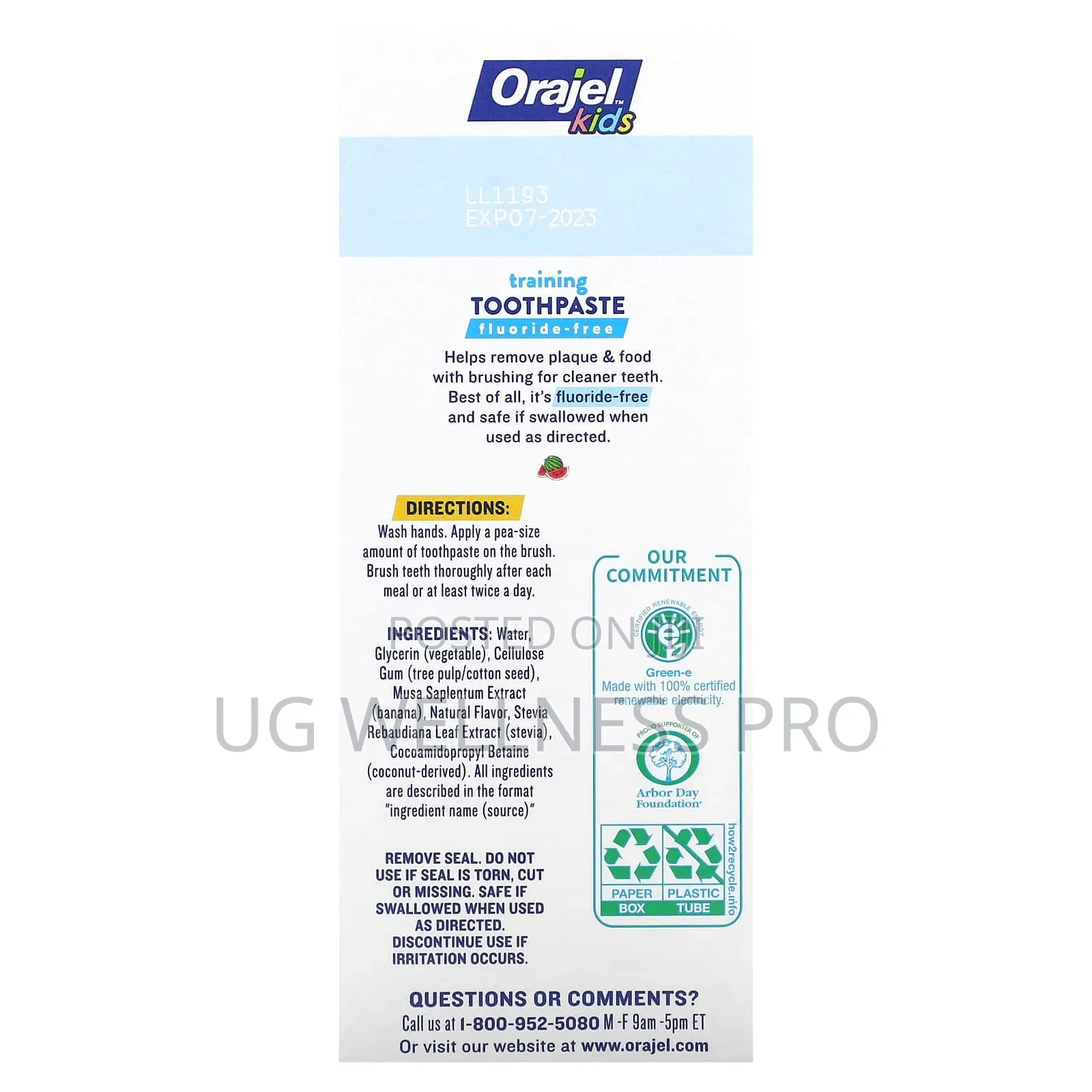 Orajel Cocomelon Fluoride-Free Training Toothpaste 0-3 Years