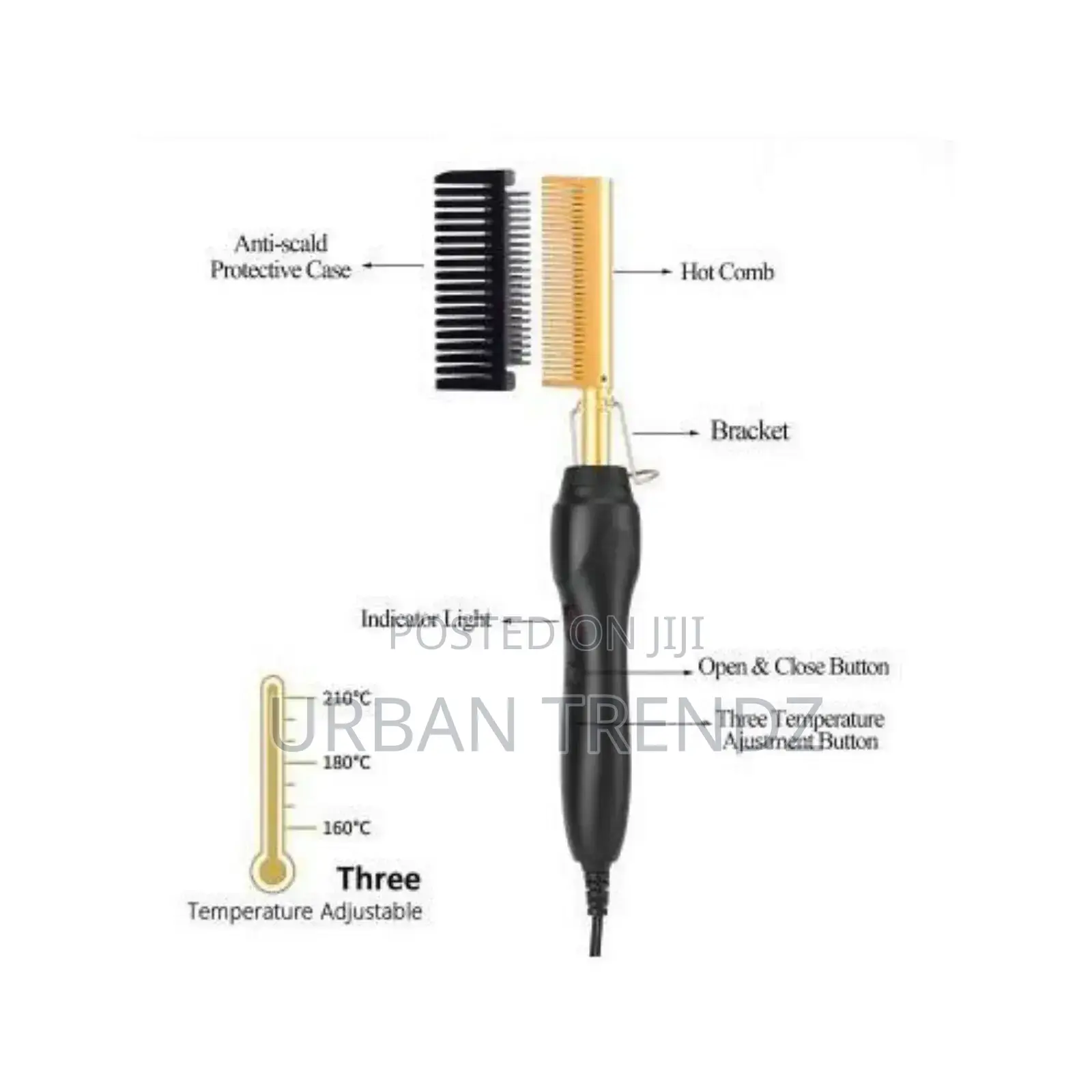 Electric Hot Comb Hair Straightener, High Heat Adjustable