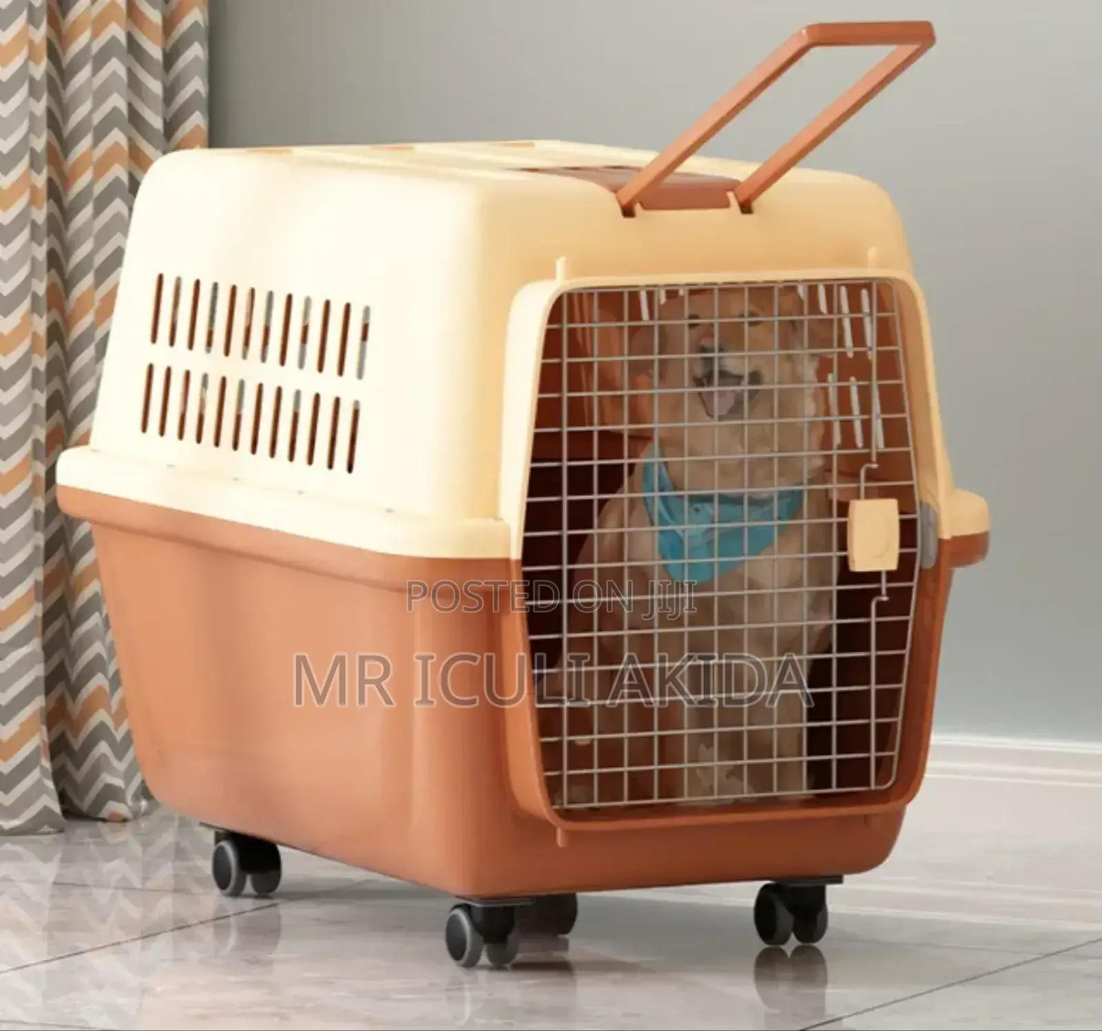 81x54x57cm Size-4 Pet Transport Cage Box WTH Wheels Handle
