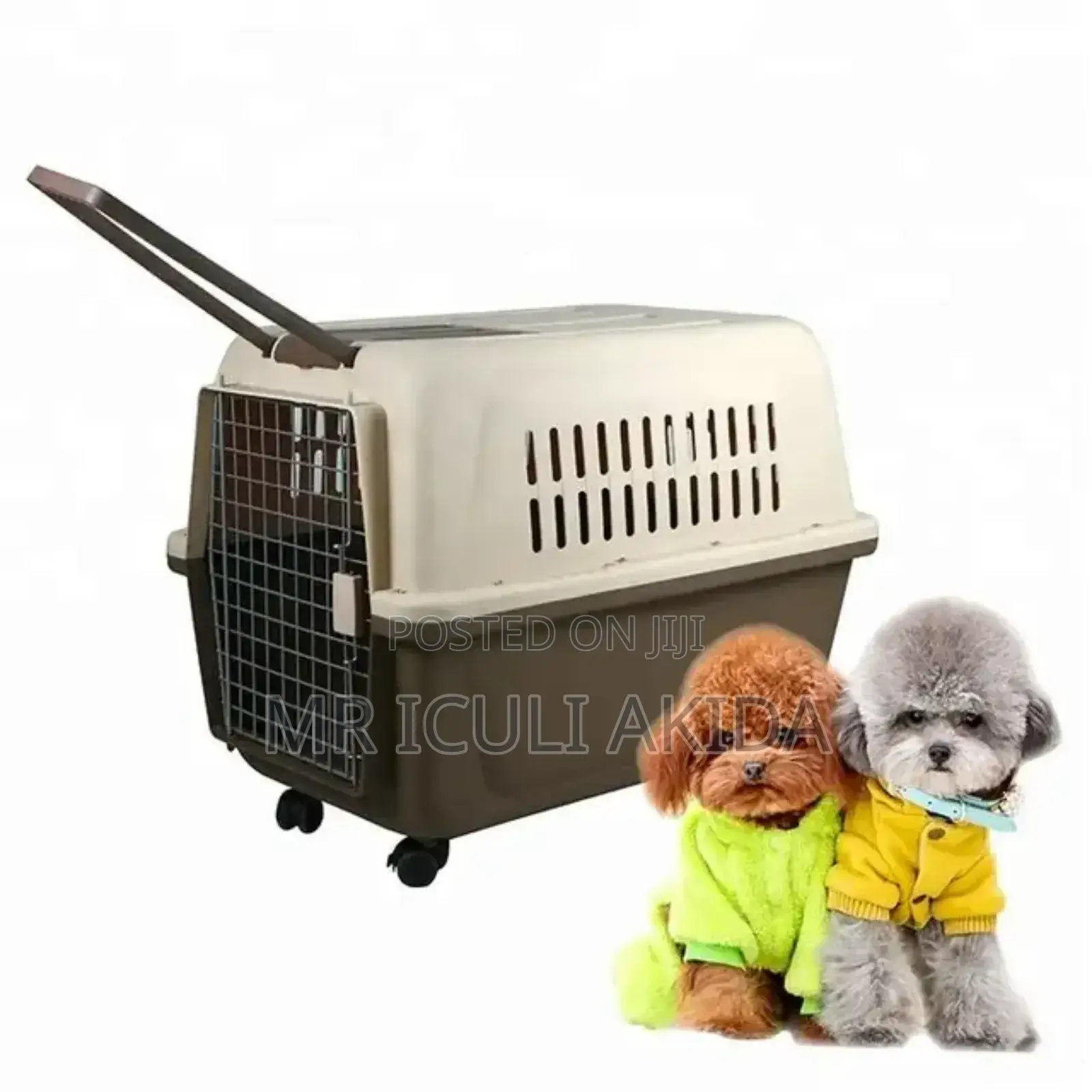 81x54x57cm Size-4 Pet Transport Cage Box WTH Wheels Handle