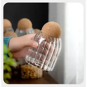 3 Pack Glass Cookie Jar With Airtight Seal Ball Cork Wood