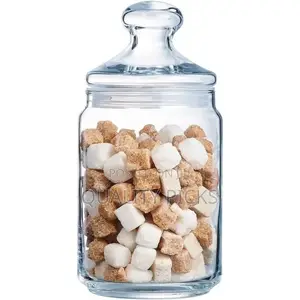 Luminarc Pot Storage Food Club Jar With Lid 1L Glass Tin Bin