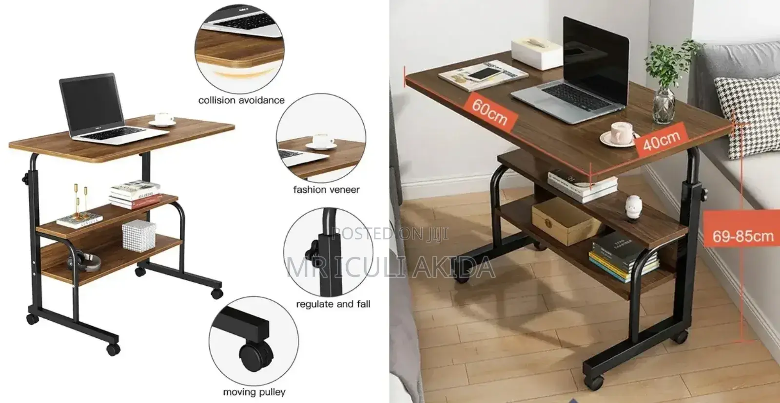 Height Adjusted Bedside Laptop Study Table WTH Wheels,Shelf