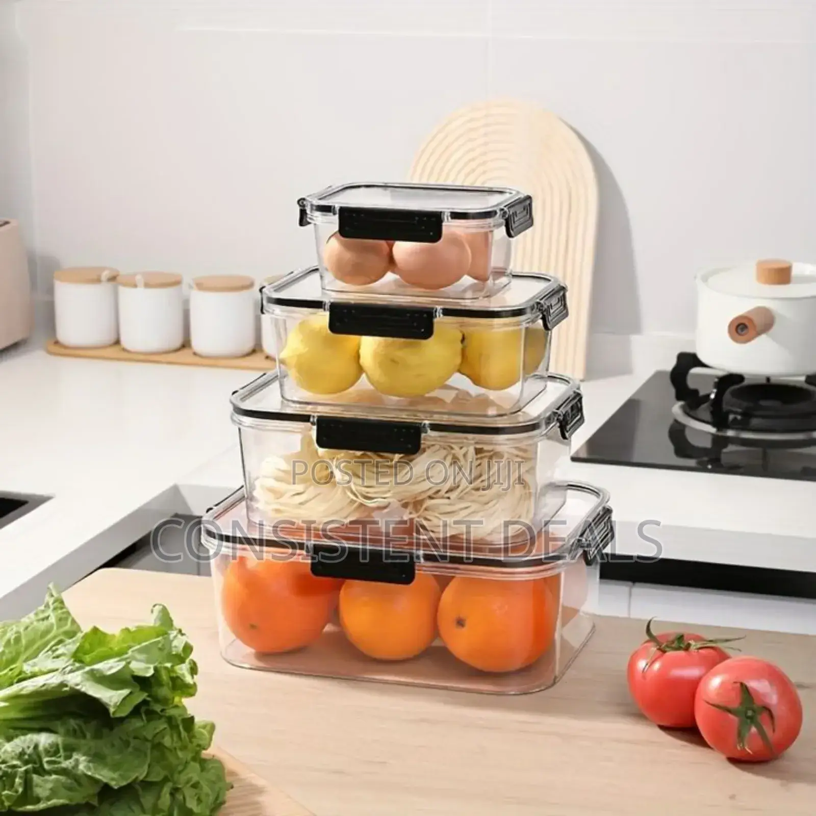 4pcs Kitchen Art Tight Clear Storage Containers