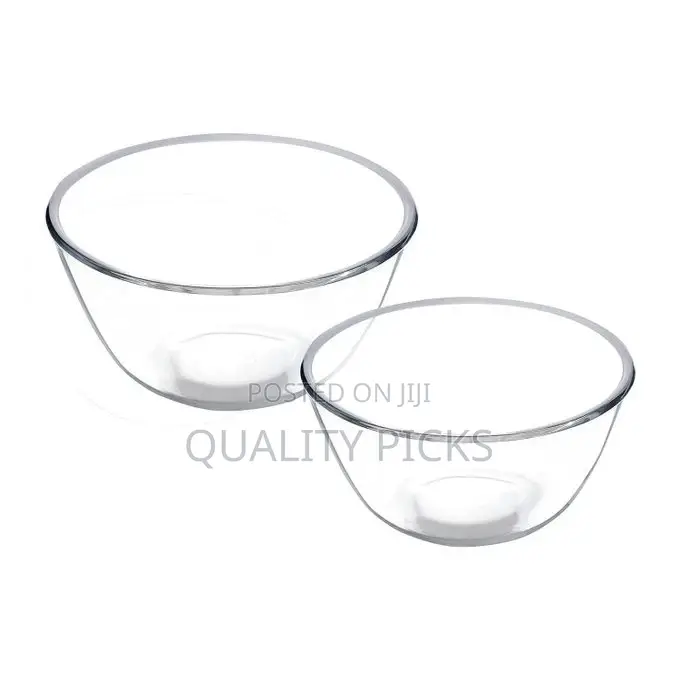 2 Piece Borosilicate Glass Serving Mixing Bowls for Kitchen