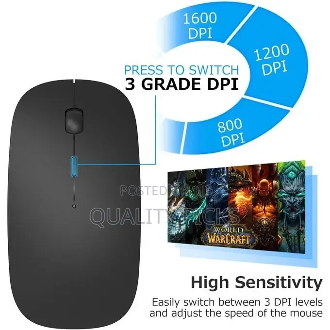 Tecsa Bluetooth Wireless Mouse, Dual Mode Slim Rechargeable