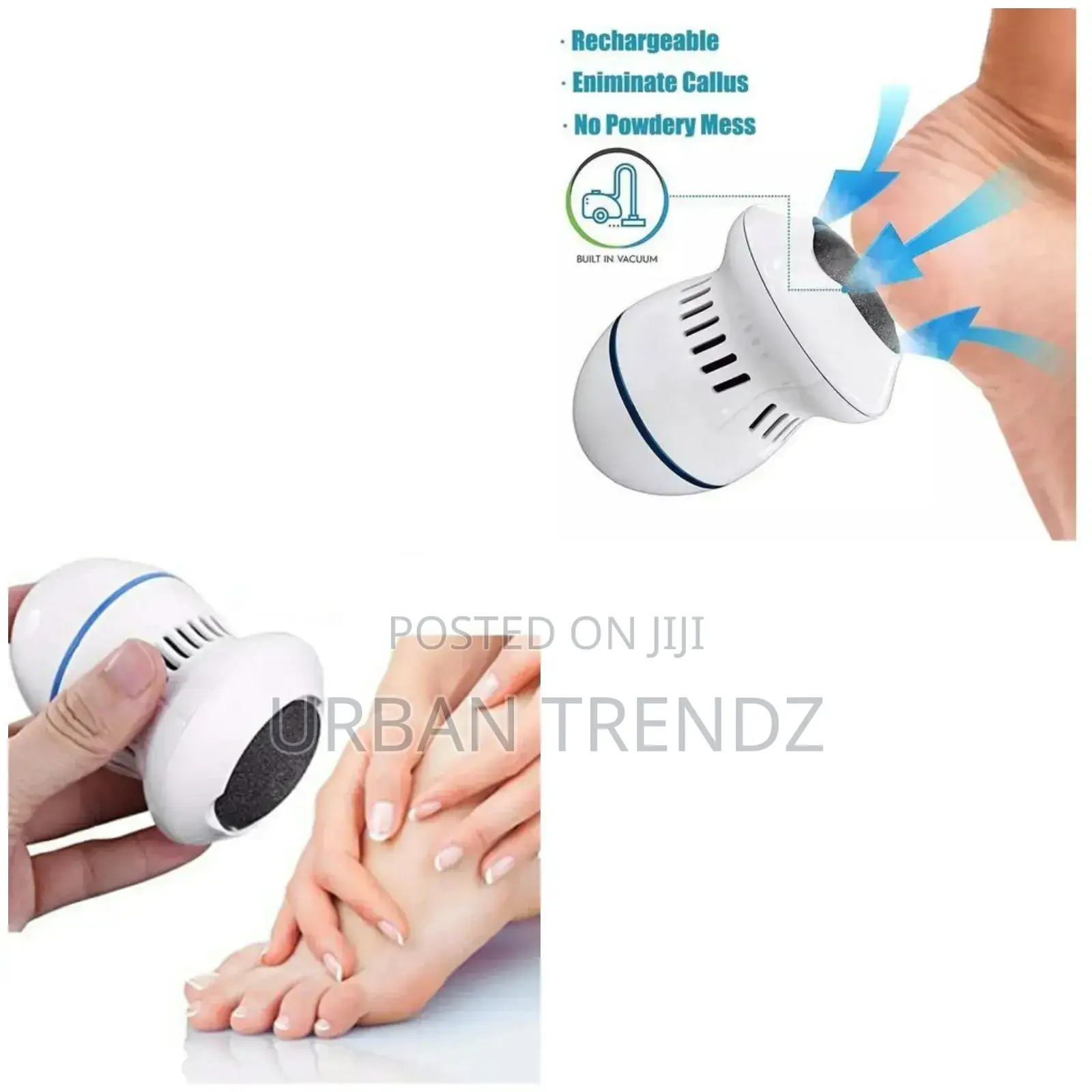 Electric Foot File Callus Remover Pedicure - White.