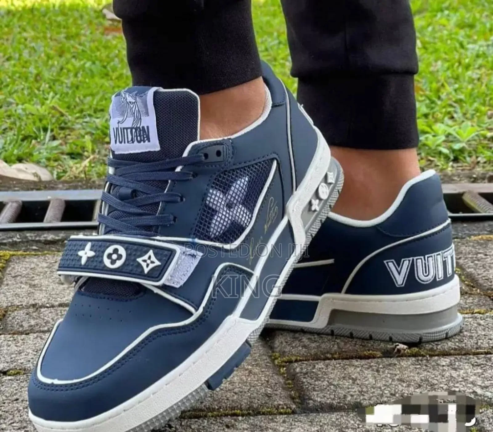Louise Vuitton Trainers. Navy Mesh Loftus