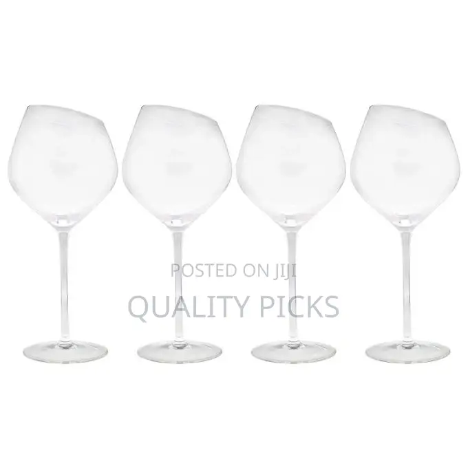 6pc Large Slant Rim Wine Glasses With Long Stem Glass