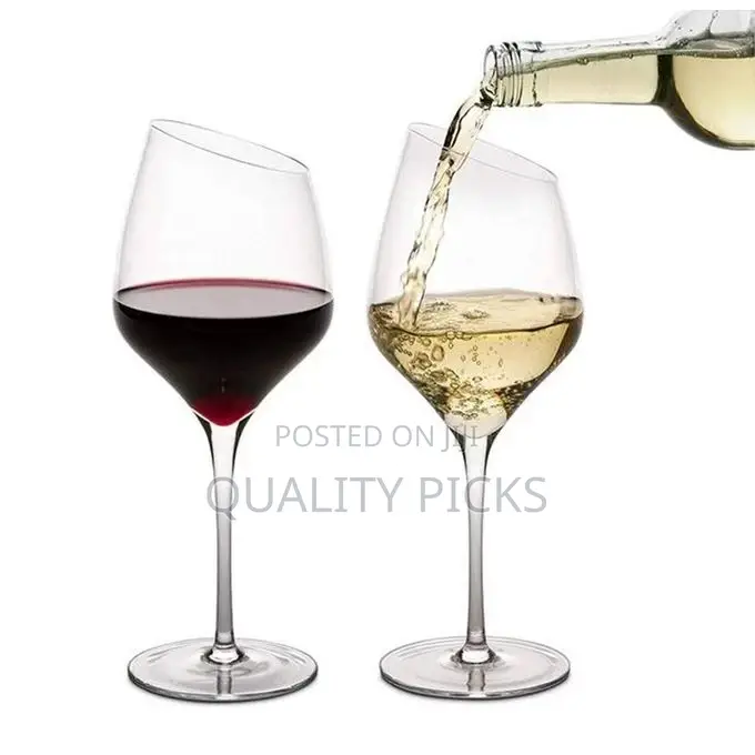 6pc Large Slant Rim Wine Glasses With Long Stem Glass