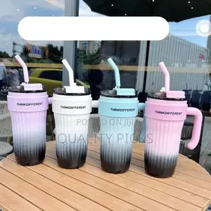 860ml Car Cup 304 Layer Stainless Steel Handle Straw I