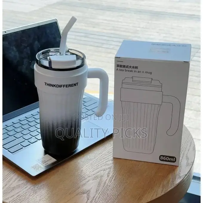 860ml Car Cup 304 Layer Stainless Steel Handle Straw I