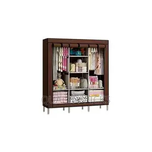 3 Column Cloth Frame Portable Wardrobe Storage - Multicolor