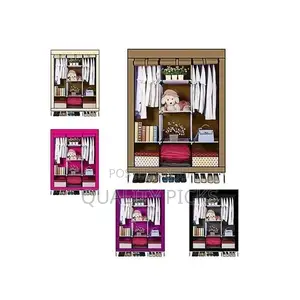 3 Column Cloth Frame Portable Wardrobe Storage - Multicolor