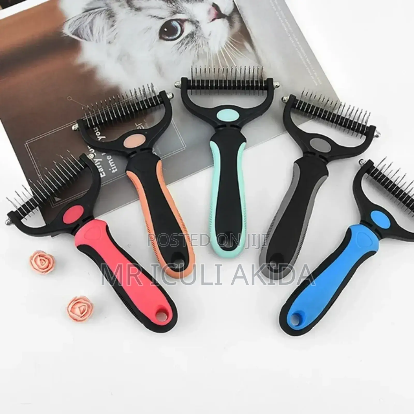Double Sided Pet Deshedding Rake Hair Comb for Grooming
