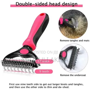 Double Sided Pet Deshedding Rake Hair Comb for Grooming