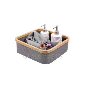 Bamboo Rim Canvas Fabric Storage Box Wardrobe Organiser