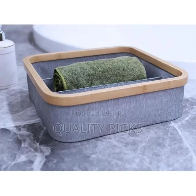 Bamboo Rim Canvas Fabric Storage Box Wardrobe Organiser