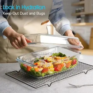 Large Glass Casserole Dish, Oven Safe Cookware With Lid,