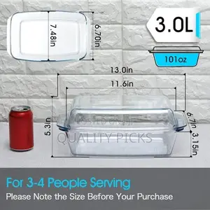Large Glass Casserole Dish, Oven Safe Cookware With Lid,