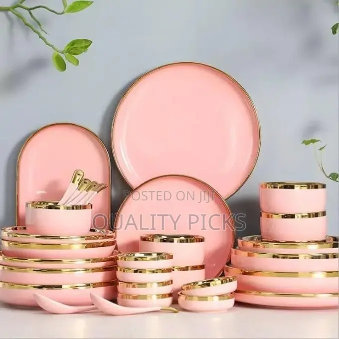 32pcs Microwave Ceramic Pates Bowls Spoons Dinnerware