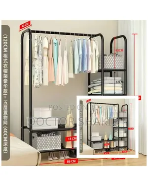 Clothes Rail Rack With Shoe Storage Shelf