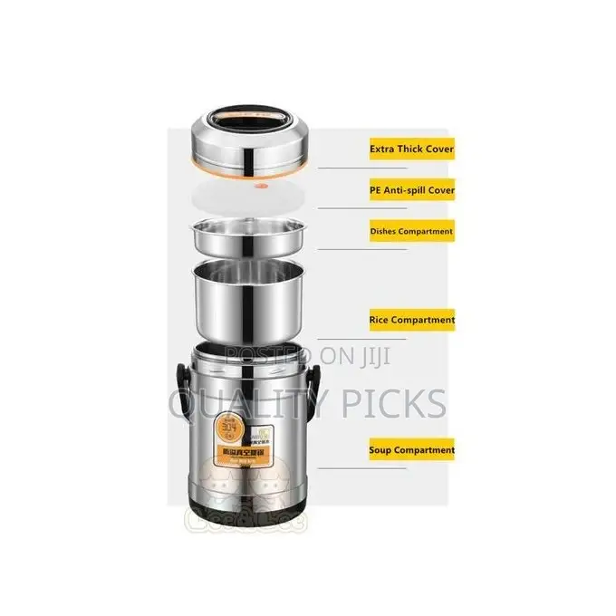 Steel Food Flask,Lunch Box 2.6 Litres Container - Silver