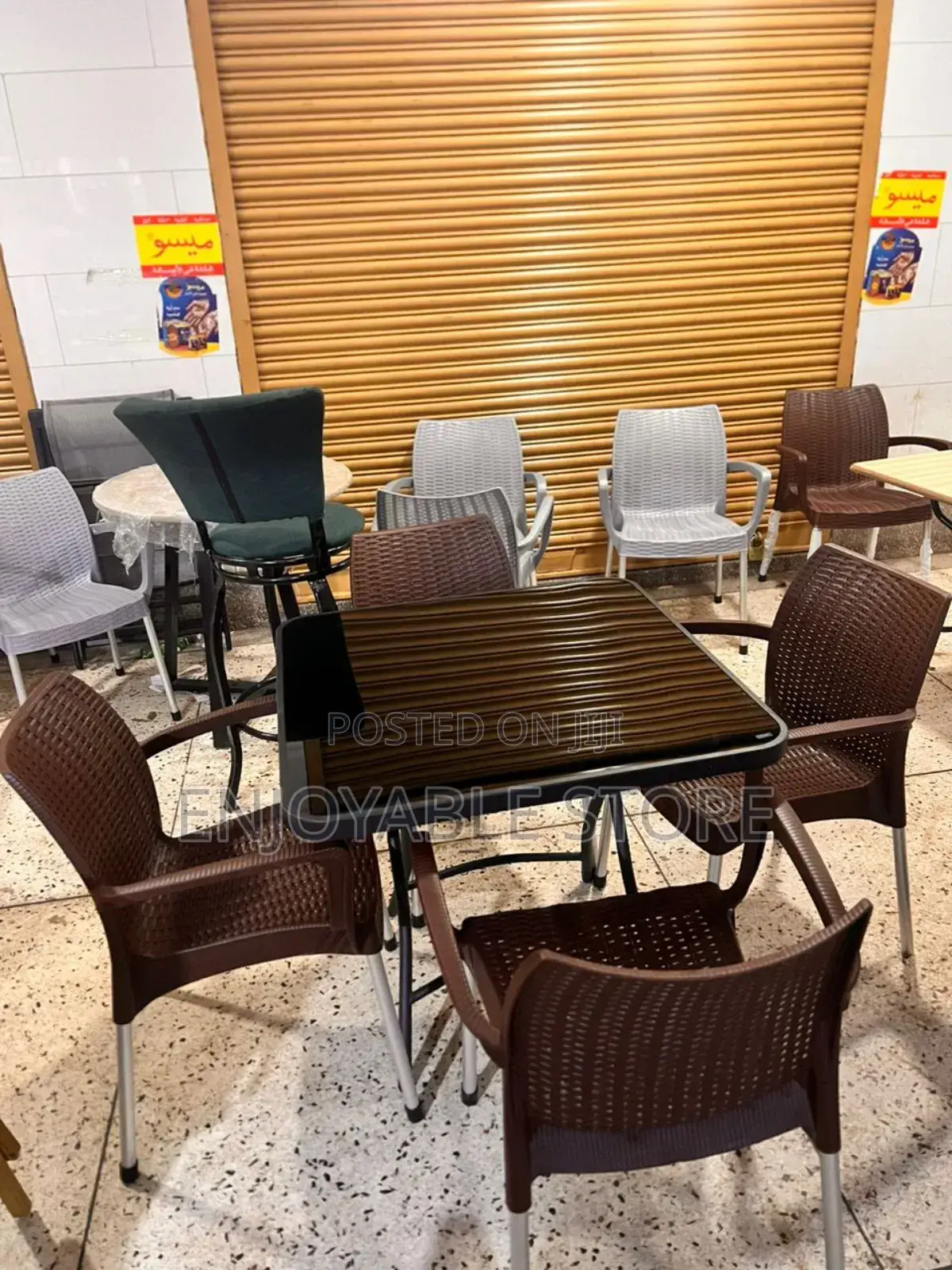 Foldable Glass Table and 4 Chairs Plastic