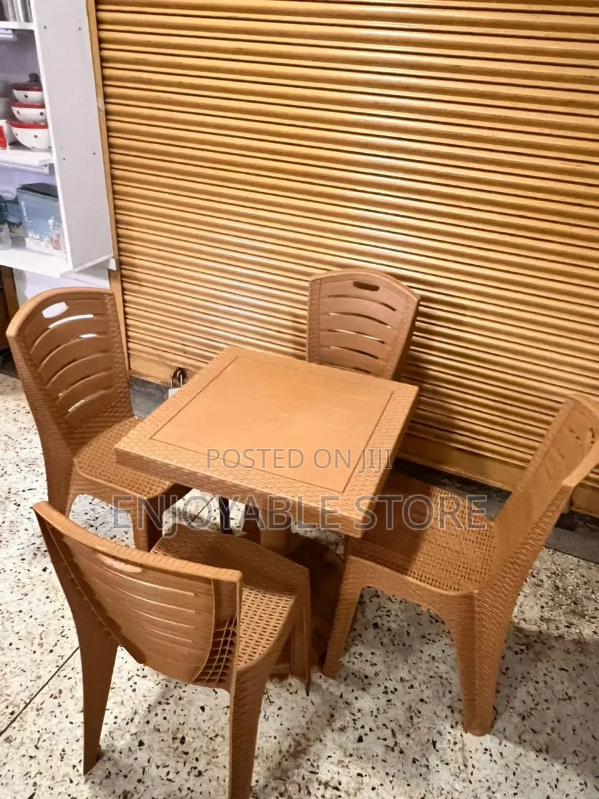 Brown Plastic Table and Chairs Set