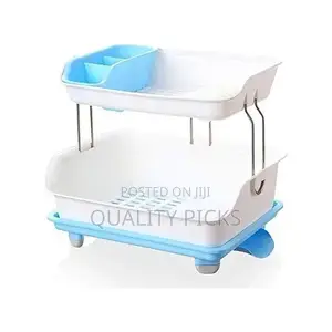 2 Layer Plastic Dish Drying Draining Rack Storage Tray