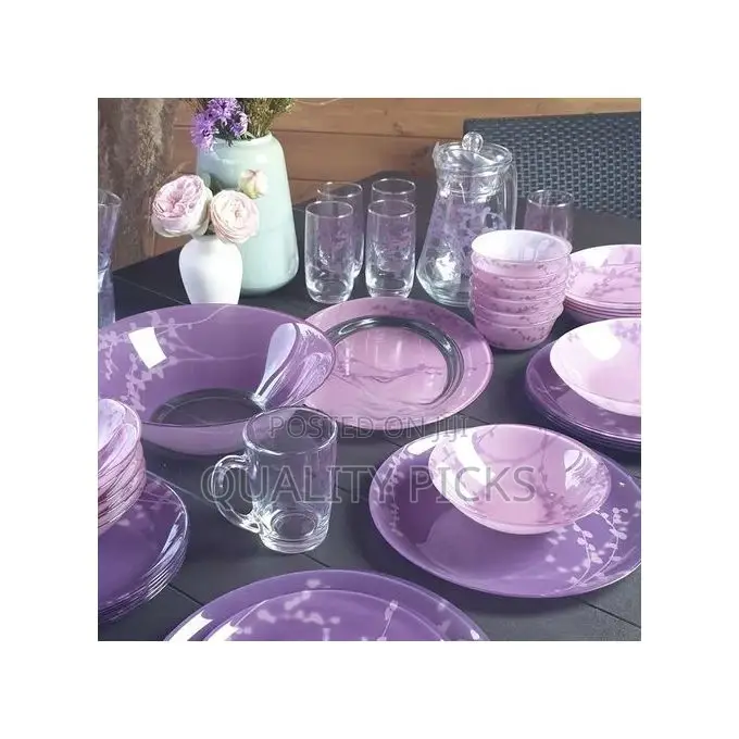 Luminarc Kashima Plates Dinner Set (46 Pcs) - Purple.