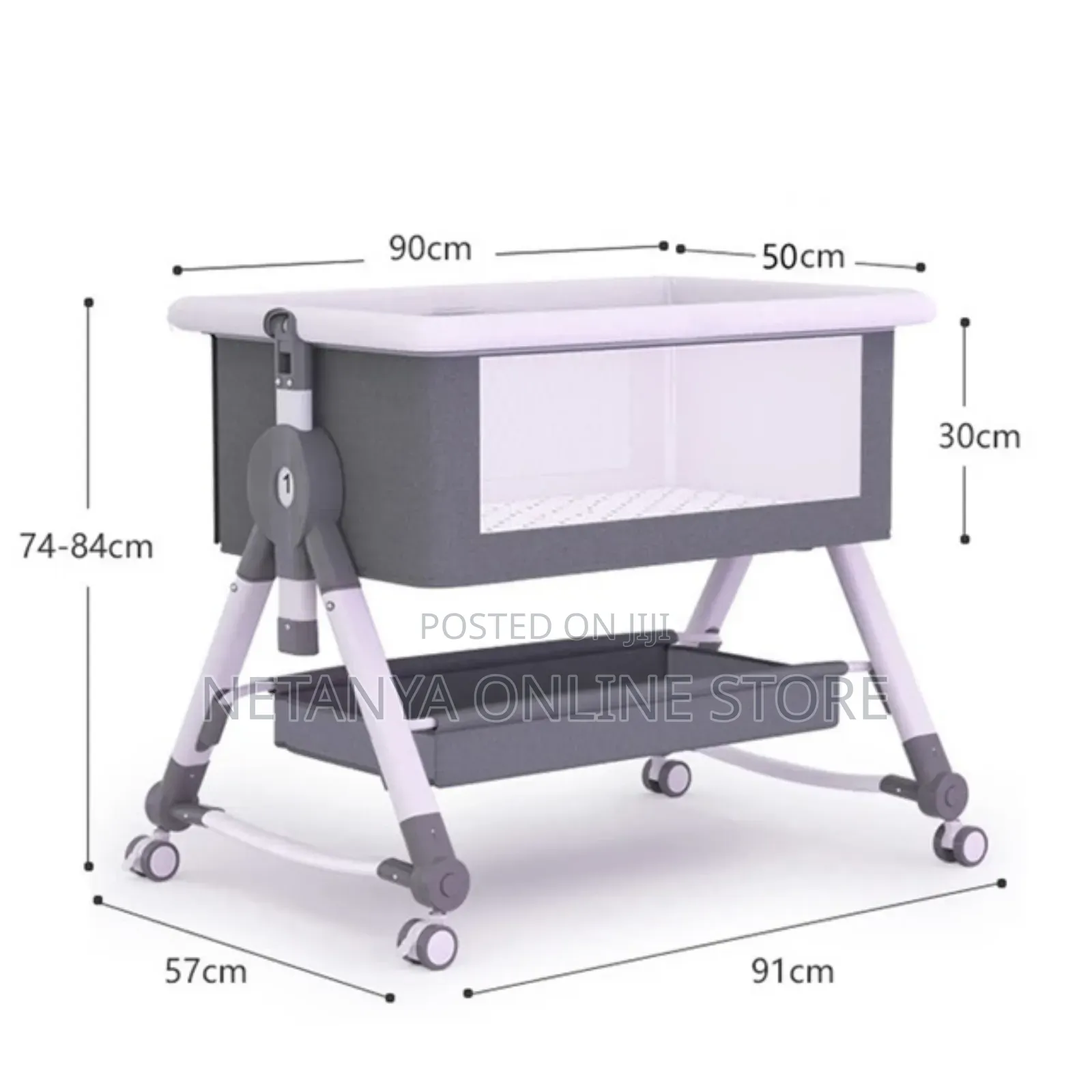 Multifunctional Foldable Baby Crib With Wheels