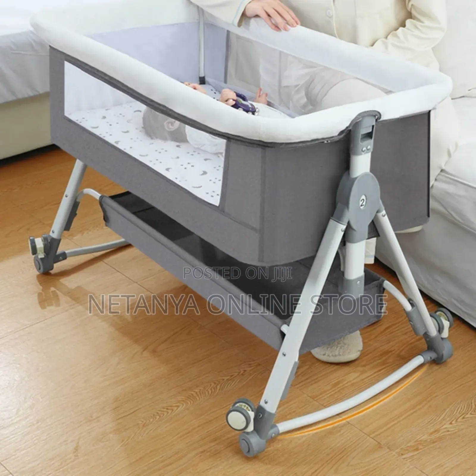 Multifunctional Foldable Baby Crib With Wheels