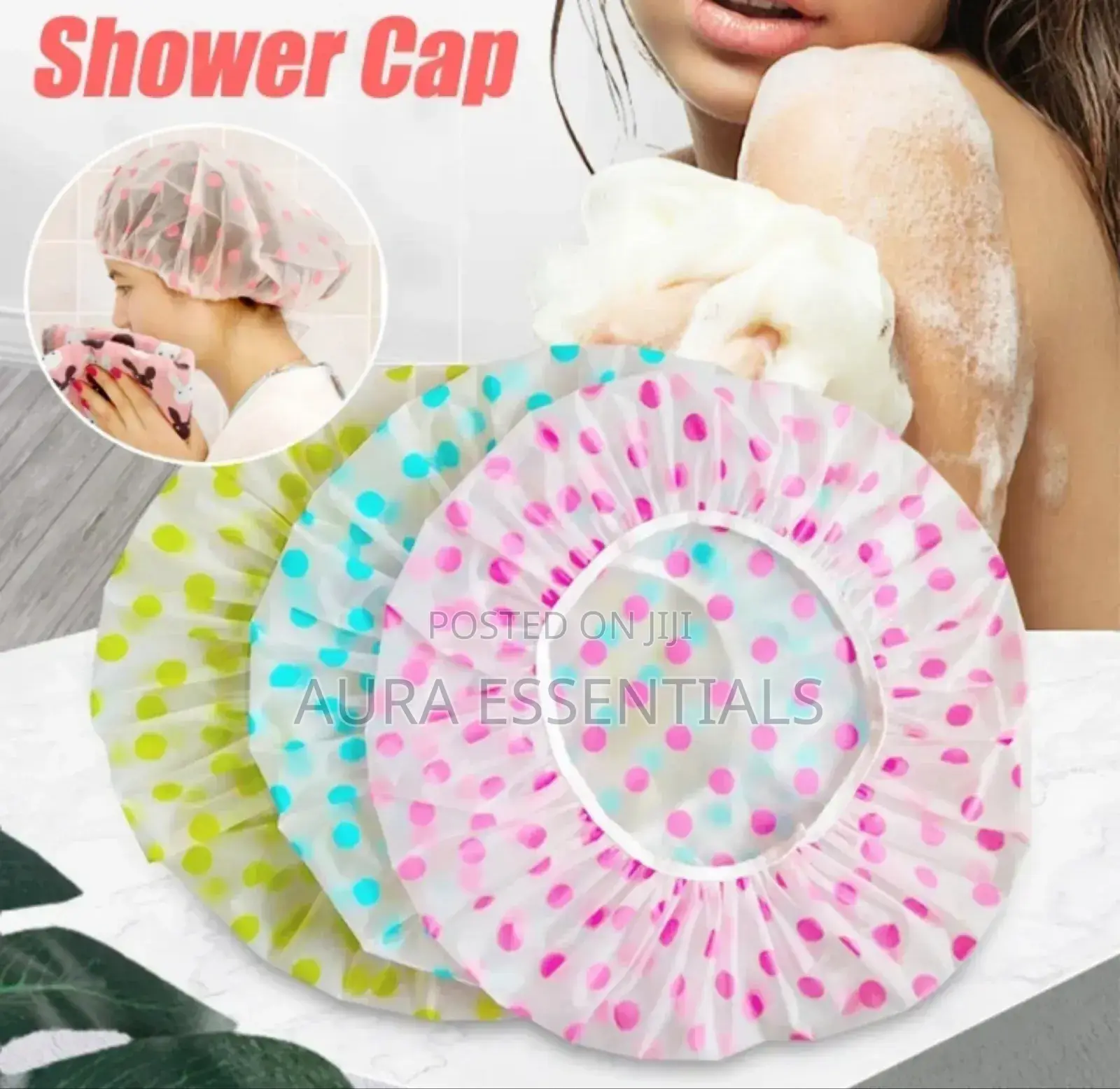 2pcs Elastic Waterproof Shower Cap
