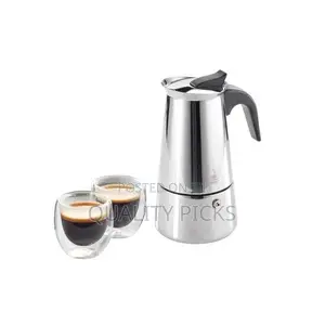 Espresso Maker Emilio For 4 Cups, Stainless Steel- Silver.