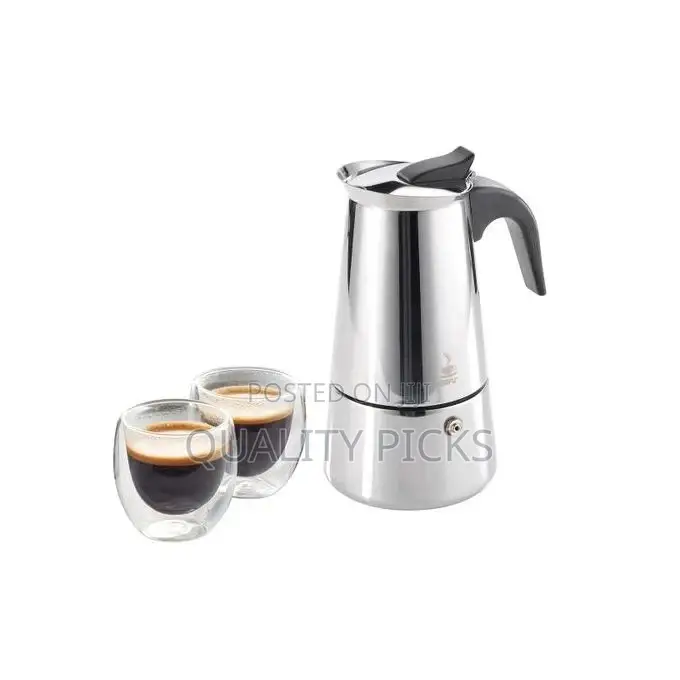 Espresso Maker Emilio For 4 Cups, Stainless Steel- Silver.