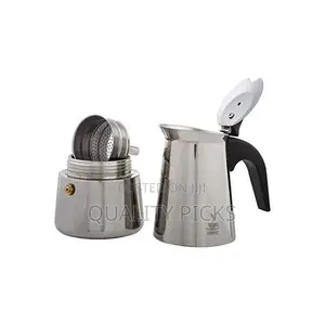 Espresso Maker Emilio For 4 Cups, Stainless Steel- Silver.